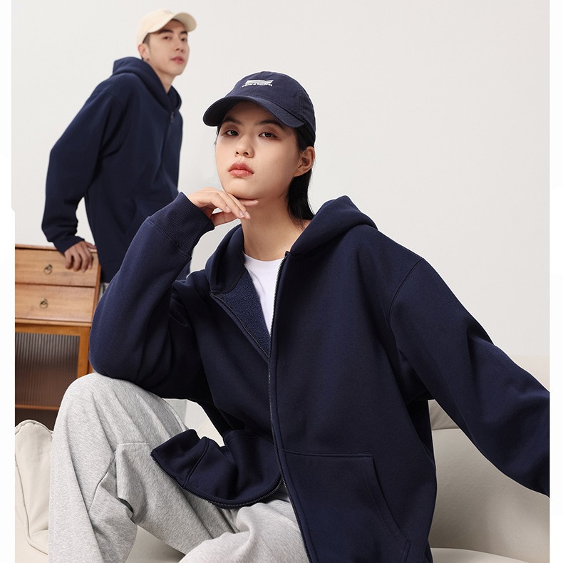 Chaqueta de uniforme de clase de institución de entrenamiento de manga larga con capucha y cremallera gruesa, ropa de trabajo con forro polar, sudadera personalizada con impresión de logotipo