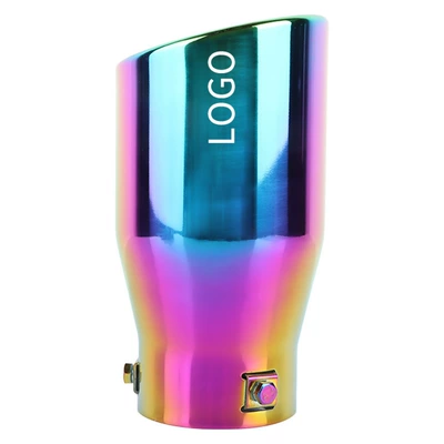 throat universal stainless steel exhaust | Exhaust pipe - double-layer-thickened-colorful-oblique-mouth-with-label-imported-76mm