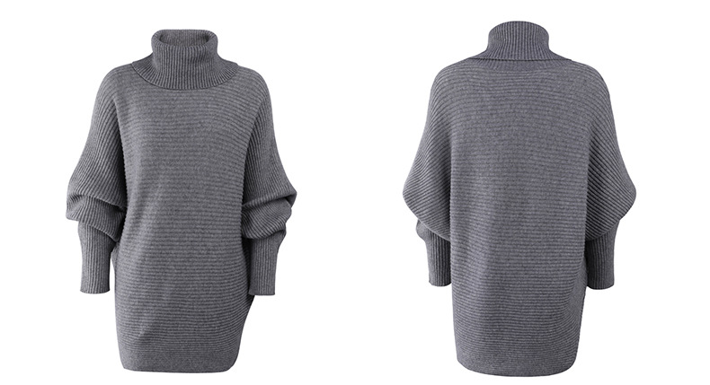 suéter de color sólido con manga de murciélago de solapa alta nihaostyles ropa al por mayor NSMMY83338