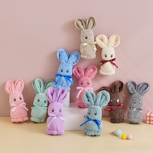 Pineapple lattice rabbit gift box PVC high-density coral velvet creative edged towel gift towel wedding souvenir