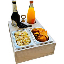 木质饮料干果收纳盒桌面储物盒简易木质整理盒分格沙发零食存储盒