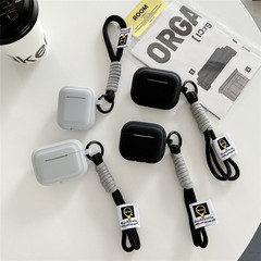 シンプルなシリコン製 Apple AirPods 第4世代 Bluetoothイヤホン保護ケース Apple Pro3 イヤホンシェル ハンギングストラップ2