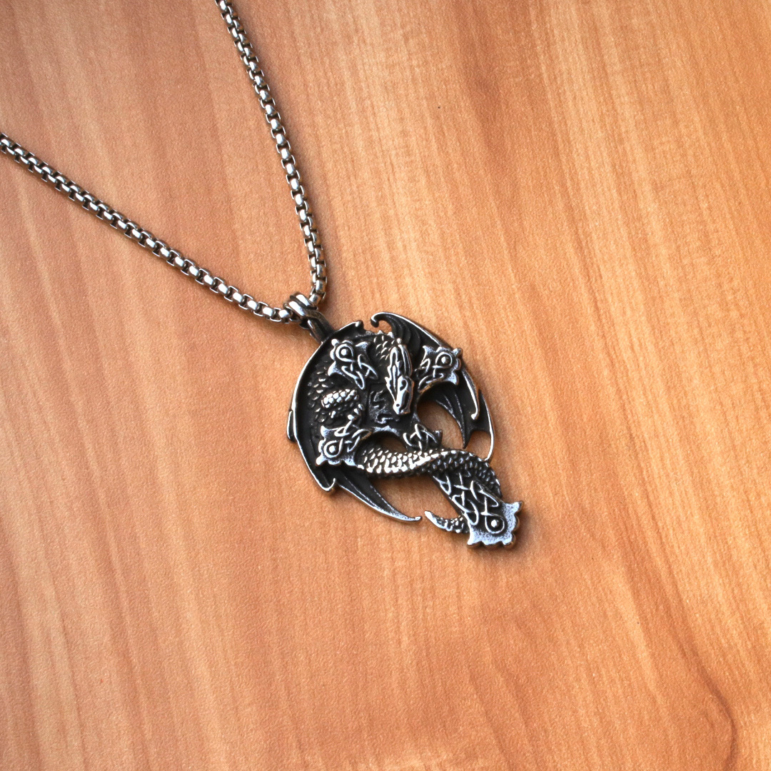 Collana con ciondolo a forma di drago cinese dominante China-Chic in stile Hip Hop Xiao Long, in acciaio al titanio, con catena per maglione da uomo_voghion.com