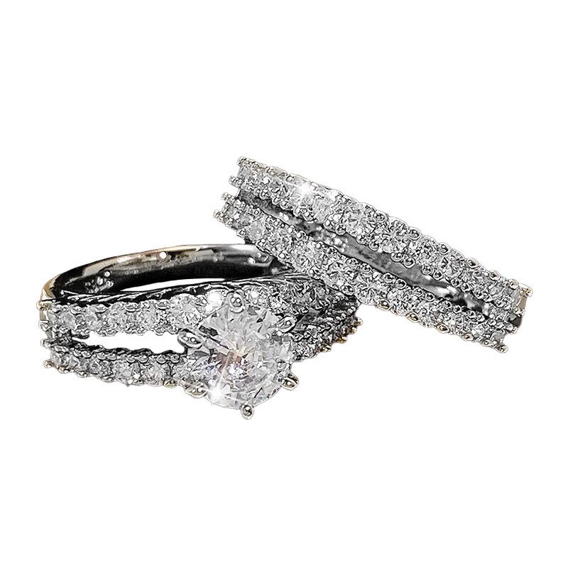 Minimalist Stackable Band And Cubic Zirconia Ring Set For Women_voghion.com