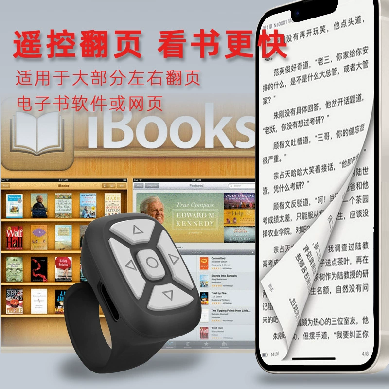 Ring, rechargeable remote control for charger, mobile phone