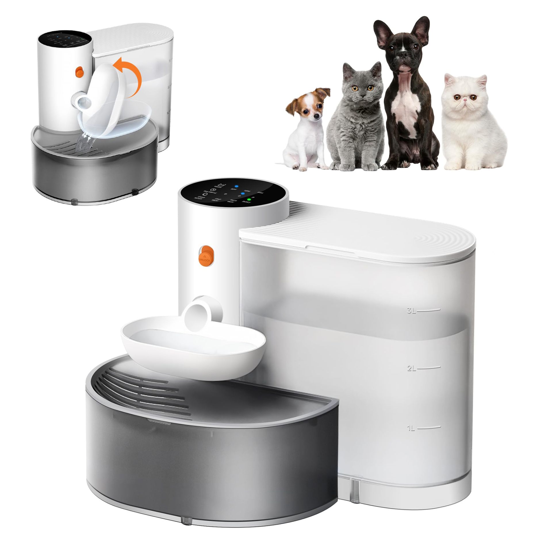Explosiones transfronterizas de bebedores de agua inteligentes para mascotas, artículos para gatos, tazón de acero inoxidable, botellas automáticas de alimentación para gatos, bebedores de agua para perros