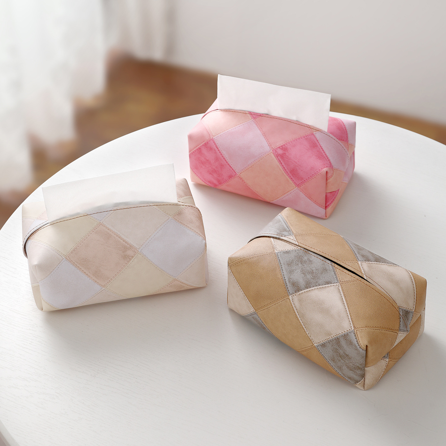 Caja de toallas de papel nórdica caja de extracción de automóviles PU simple sala de estar mesa de té bolsa de toallas de papel para automóviles de gran capacidad general