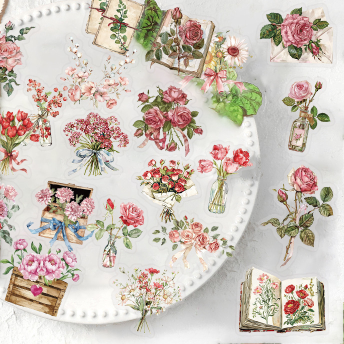 50 INS Flowers and Letters Sticker Pack Waterproof Transparent PET Hand Account Flower Material Decorative Guitar Notebook 50 INS Flowers and Letters Sticker Pack Waterproof Transparent PET Hand Account Flower Material Decorative Guitar Notebook