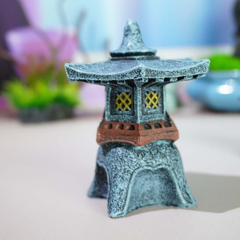 Linterna de piedra decoración de paisaje pecera paisajismo nueva lámpara de piedra de resina linterna de palacio accesorios antiguos linterna de piedra antigua