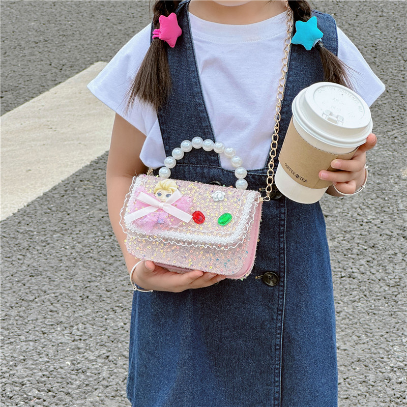 Nuevo bolso infantil bolso de moda de perlas bolso de hombro casual chaqueta de chicas bolso de cadena diagonal
