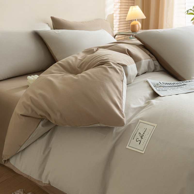 New Style Pure Cotton Washed Cotton Quilt Cover Single Piece Autumn and Winter Pure Cotton Quilt Cover Single 150X200 Quilt Four-Piece Set