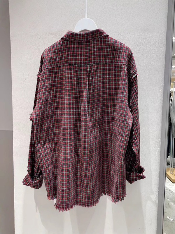 2025春の新商品の婦人服の赤い純綿の格子のシャツの女性のゆったりしているカジュアルな百合の上着の4g 1120251|undefined