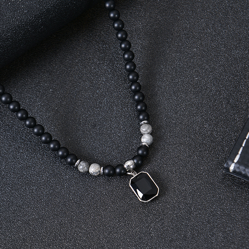 1 Piece Quantity Daily, Street Occasion Hip-Hop Geometric Natural Stone Titanium Steel Unisex Necklace Men Beaded Necklaces