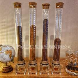 跨境玻璃木塞雪茄罐 带标识底座便携收纳筒165
