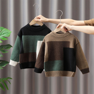4125 boys' sweater autumn and winter clothing 2022 new children's pullover sweater medium and small children boys' thickened sweater