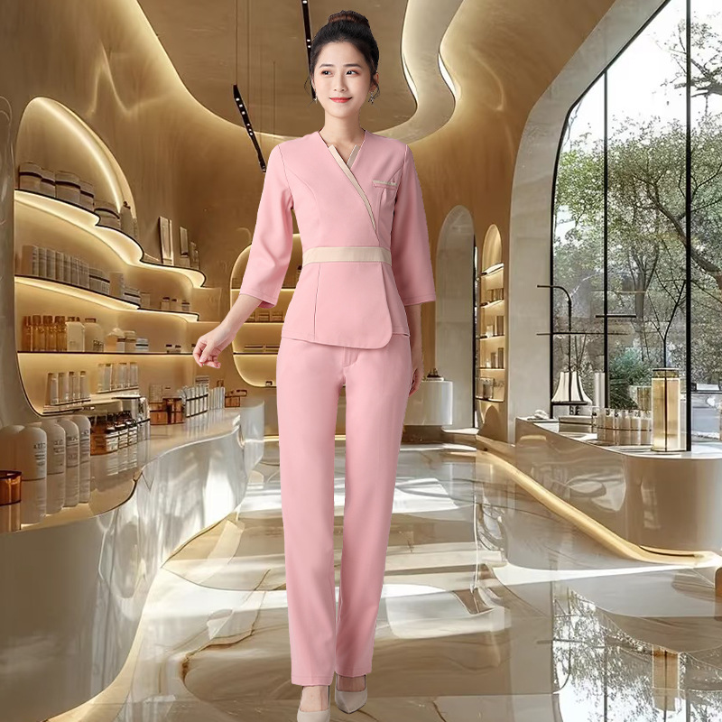 美容院工作服女美容师套装2027新款养生馆优雅SPA皮肤管理师工服