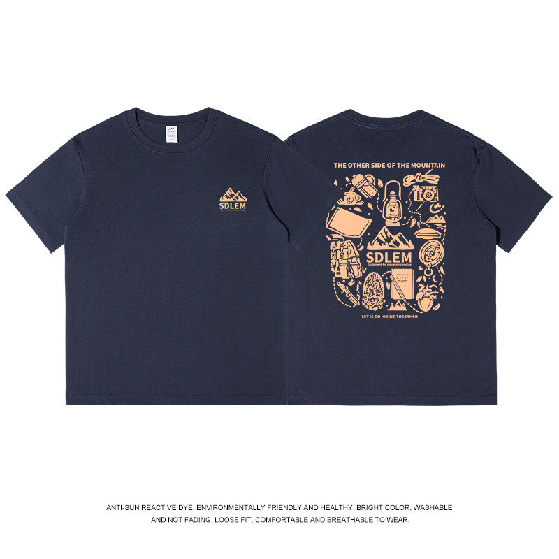 メンズ夏服230g楽しいプリントTシャツメンズトレンドラウンドネックゆったり半袖カジュアル万能インナーシャツレディースins|undefined