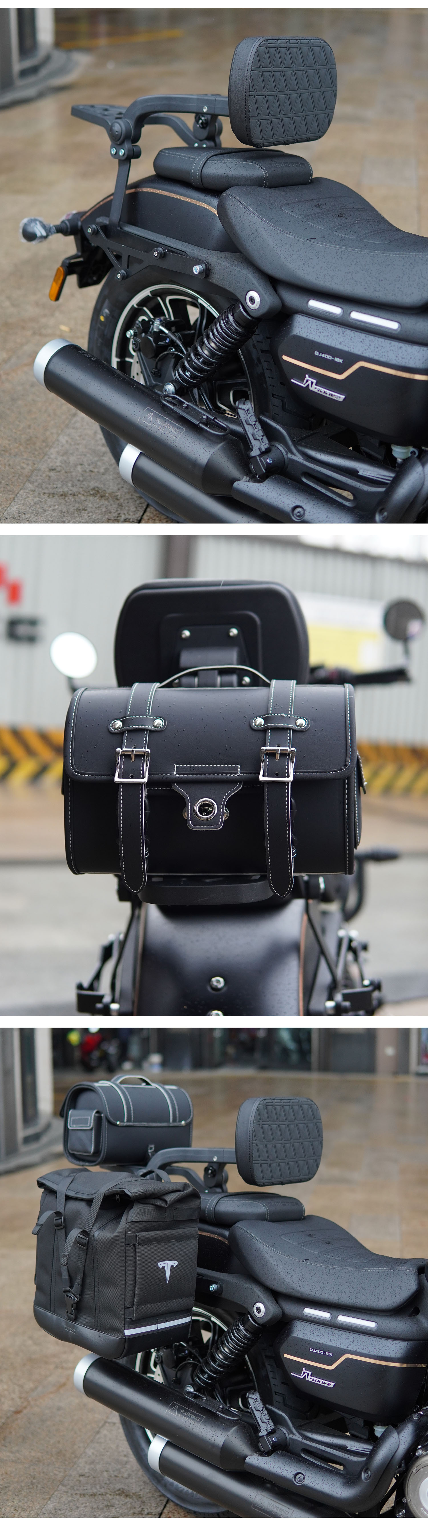 Suitable for Qianjiang Flash 400V2 Bumper Folding Backrest Canvas Side Bag Tail Bag Bars Anti-fall Anti-collision Tail Frame