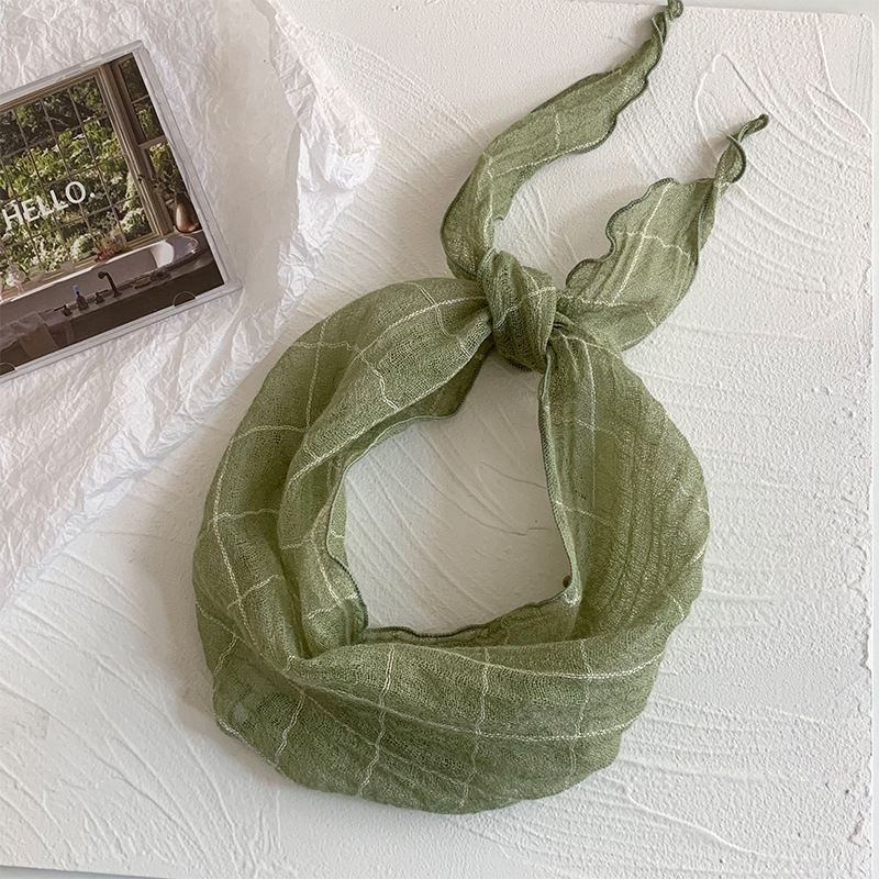 Turbante triangular, cinturón para el cabello, cabello atado, versión coreana de la bufanda triangular a cuadros japonesa, bufanda para el cuello de verano, bufanda transpirable de todo fósforo