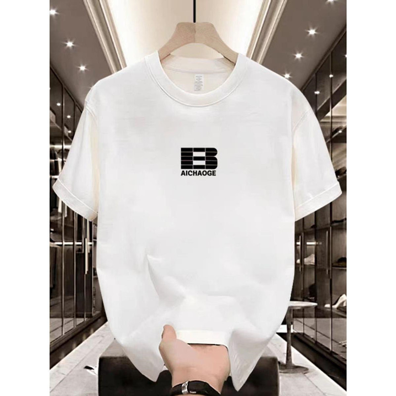 Ropa de verano para hombre, nuevo estilo, versátil, atractivo, estilo americano de Hong Kong, camiseta de manga corta, top con media manga y cuello redondo._voghion.com