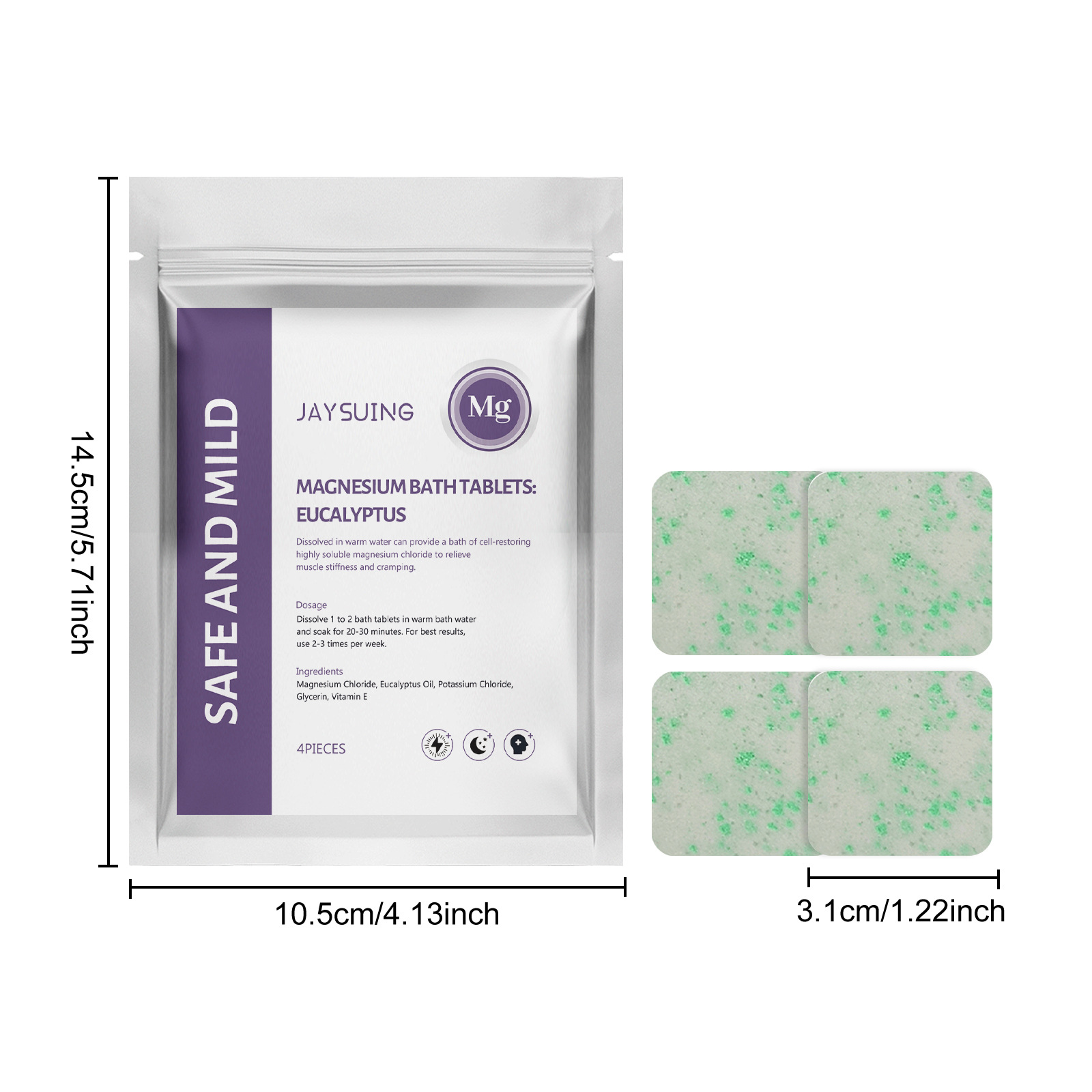 Eucalyptus Essential Oil Magnesium Bath Tablets, Gentle Body Cleansing, Nourishing Skin, Moisturizing Body Bath Tablets_voghion.com