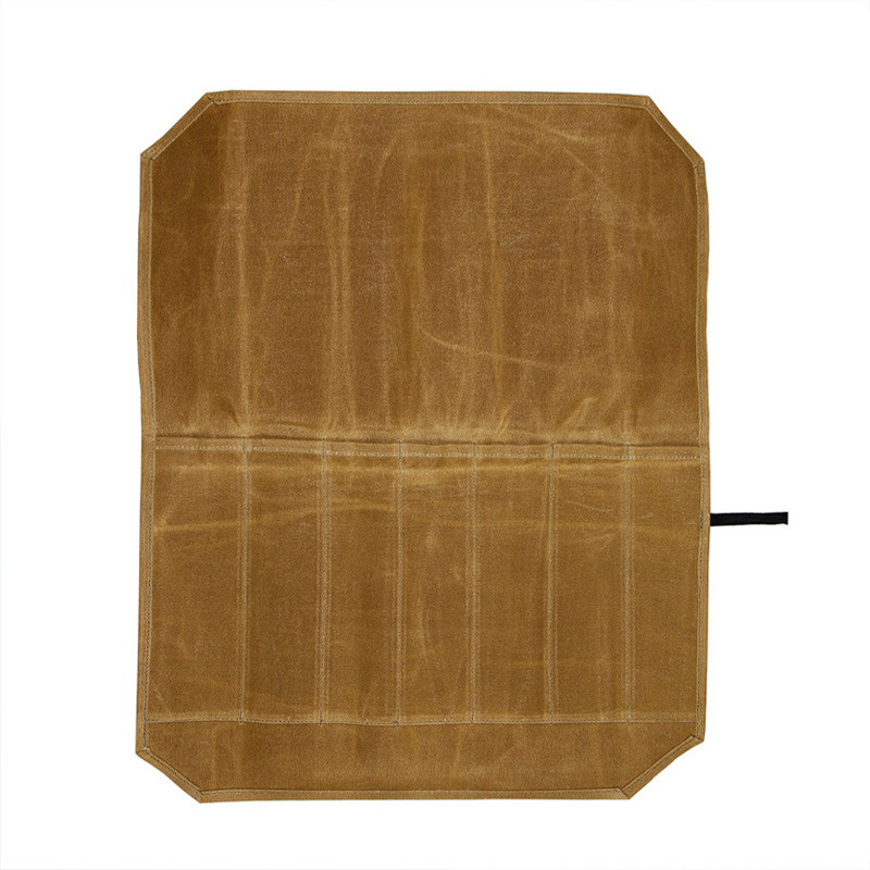 Acampar al aire libre picnic portátil cuchillo bolsa de cocina cuchillo rollo bolsa portátil cera lienzo impermeable utensilios de cocina bolsa de almacenamiento