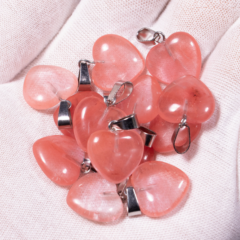 Transfronterizo Amazonas polvo de cristal caballo colgante 16mm pequeño corazón de melocotón regalo de día de San Valentín colgante de gemas naturales en forma de corazón