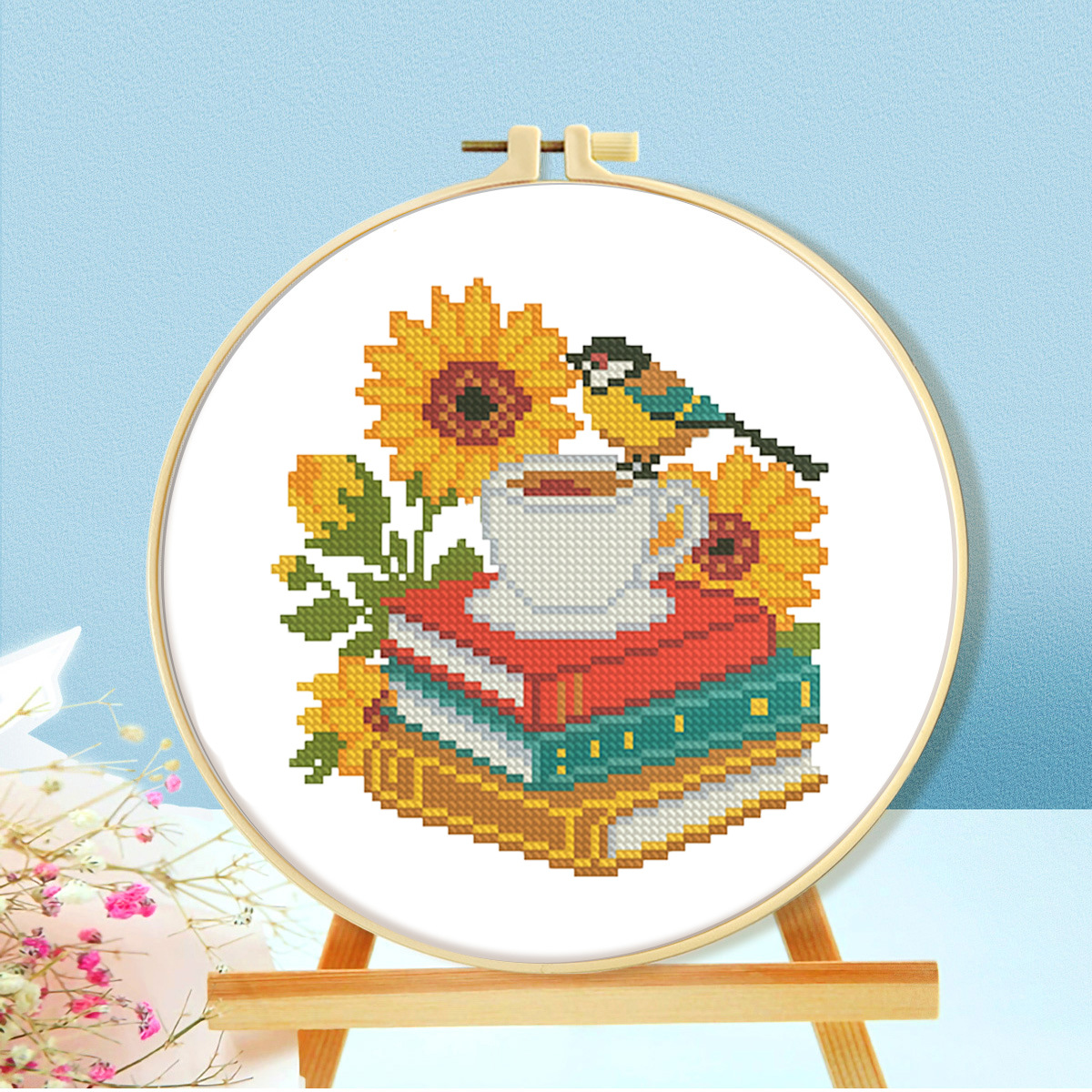 Mona Lisa Royal Cross-Border nuevo girasol pájaros y libros simple bordado cruzado image 3
