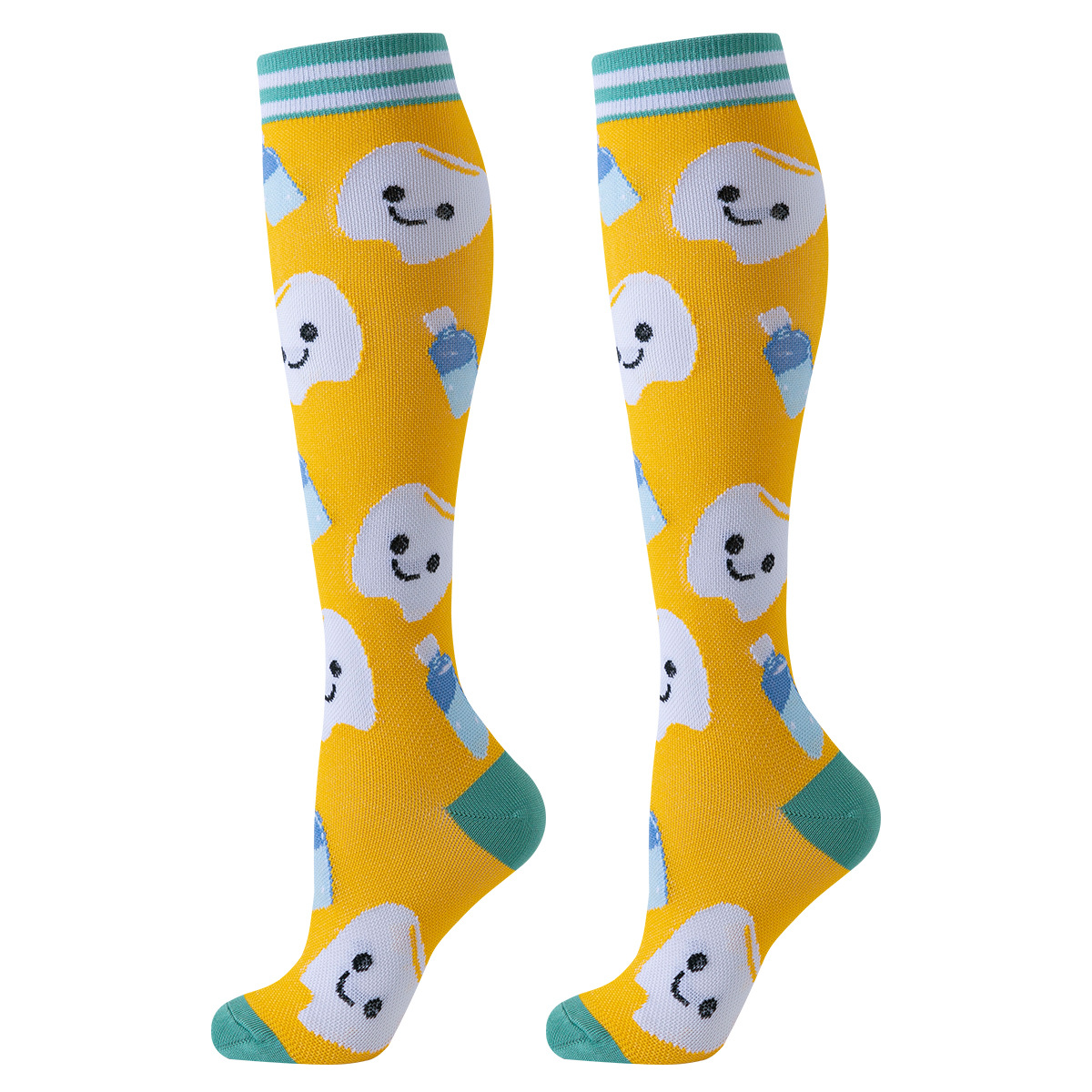 6 pares de calcetines de compresión con patrón de dientes dentist dental socks compression socks