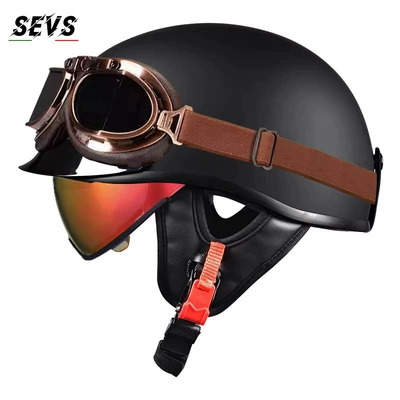 Motosiklet kaskı (dəbilqə) — summer scooter half helmet, electric - sub-black-aurora-red-mirror-copper-mirror-tea-mirror-m