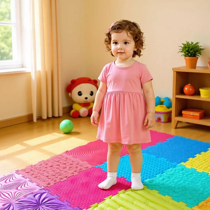 New cross-border children's training massage foot mat, acupressure board, sensory training, soft and freely customizable puzzle cartoon crawling mat