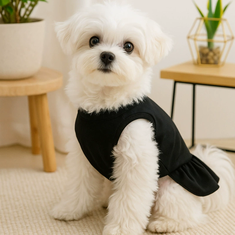 Весенне-летнее тонкое платье-жилет для домашних животных, дышащая однотонная юбка с рюшами для маленьких и средних собак и кошек Бишон Фризе