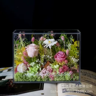 永生花成品礼盒小号亚克力花盒玫瑰花高级感生日情人节礼物真花