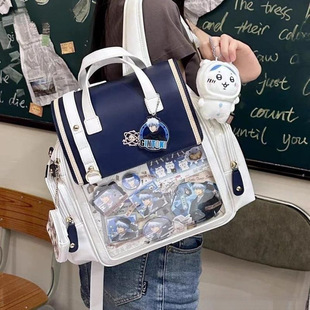 Japanese-Style Transparent Aesthetic Backpack Universal Crossbody Bag College Style Soft Girl Large Capacity Shoulder Bag