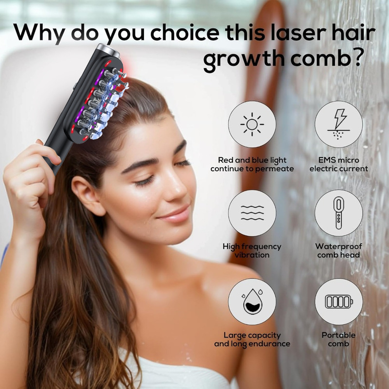 新しいrfrfヘアケア櫛EMSマイクロ電流電動マッサージ櫛頭皮上薬器櫛ヘアケア機器|undefined