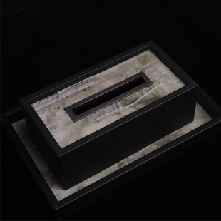 Modern Simple Black Leather Texture Tissue Box Living Room Bedroom Coffee Table Desktop Decoration Paper Box
