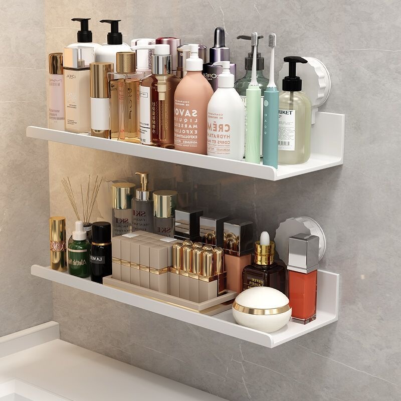 Powerful Suction Cup Storage Rack Bathroom Wall-Mounted No-Drill Washbasin Toiletries Organizer Kitchen Spice Rack
