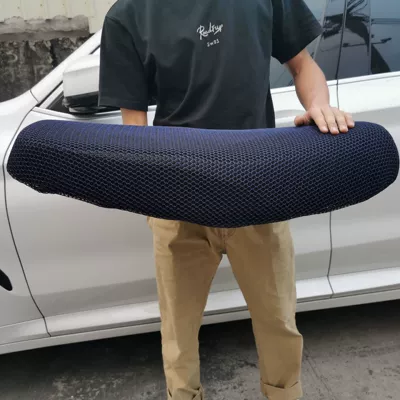 Moshuntong Motorcycle 3D Sun Protection Grid Seat Cushion Cover Universal Honeycomb Mesh Ventilating Cushion Cover for Electric Battery Car (Motorcycle cushion) - blue-and-black-intertwined-s-code