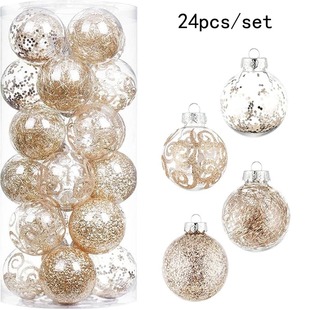 Factory Direct Sales Foreign Trade Popular Barrel Christmas Ball Pendant Christmas Decorations Pet Round Plastic Christmas Ball