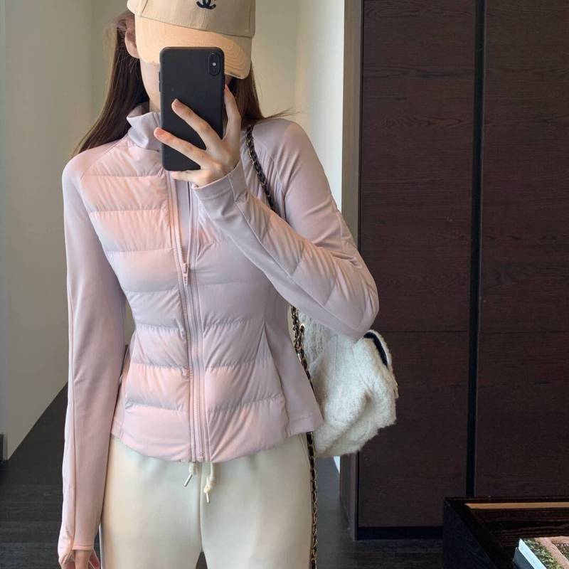 冬季新款户外运动90白鸭绒轻薄羽绒服女短款修身瑜伽收腰显瘦外套|undefined