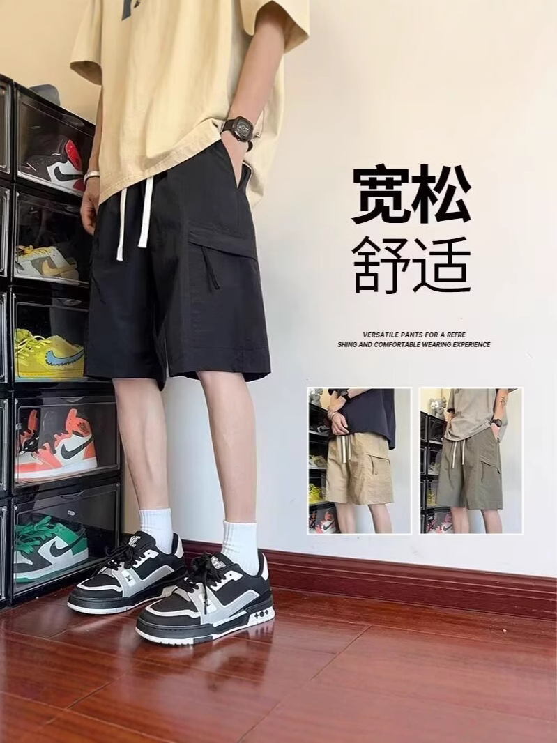 Camisas menos ropa verano nuevos pantalones cortos estadounidenses marca de moda para hombres estilo delgado sentido del diseño nicho holgado pantalones deportivos de gran tamaño