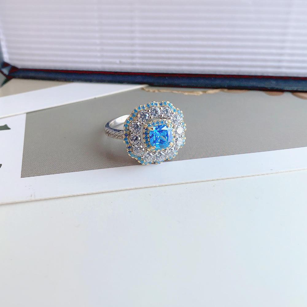 Fashion Geometric Sterling Silver Inlay Zircon Rings 1 Piece