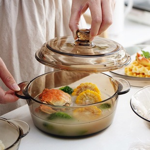 Household heating pot stew open flame tea color can't transparent microwave oven soup pot pot soup glass