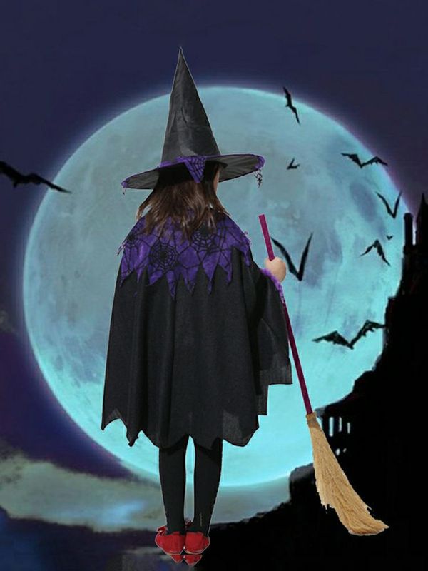 欧米のハロウィンの子供の公演の服装の魔女のマントの役はかわいい吸血鬼の化粧の舞踏会のマントを演じます。|undefined