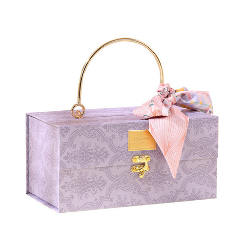 New Lightweight Luxury Purple Metal Handbag Gift Box Valentine's Day Gift Box Wedding Favors Wedding Candy Box Wholesale