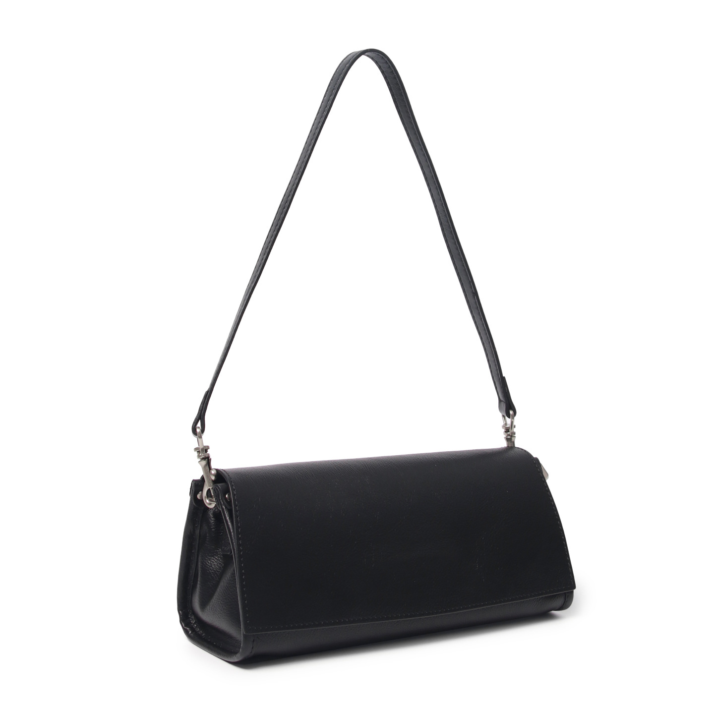 Retro Vegetable-Tanned Top Grain Cowhide Underarm Bag For Women, Simple Genuine Leather Baguette Handbag Shoulder Crossbody Small Square Bag - Thumbnail 2