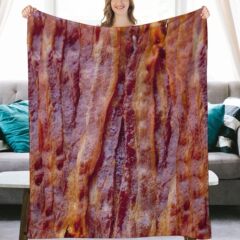 面白いリアルな食べ物揚げベーコンフランネル柔らかい快適なふわふわ毛布適用ソファーベッドリビングルーム寝室