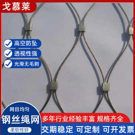 不锈钢绳网桥梁防坠落网  钢丝绳防护网  园林景区防坠围网