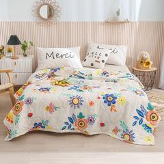 Factory Direct Sales Summer Cool Blanket Soft Cotton Foreign Trade Air Conditioner Quilt Ultrasonic Embroidery Gift Activity Summer Blanket Wholesale