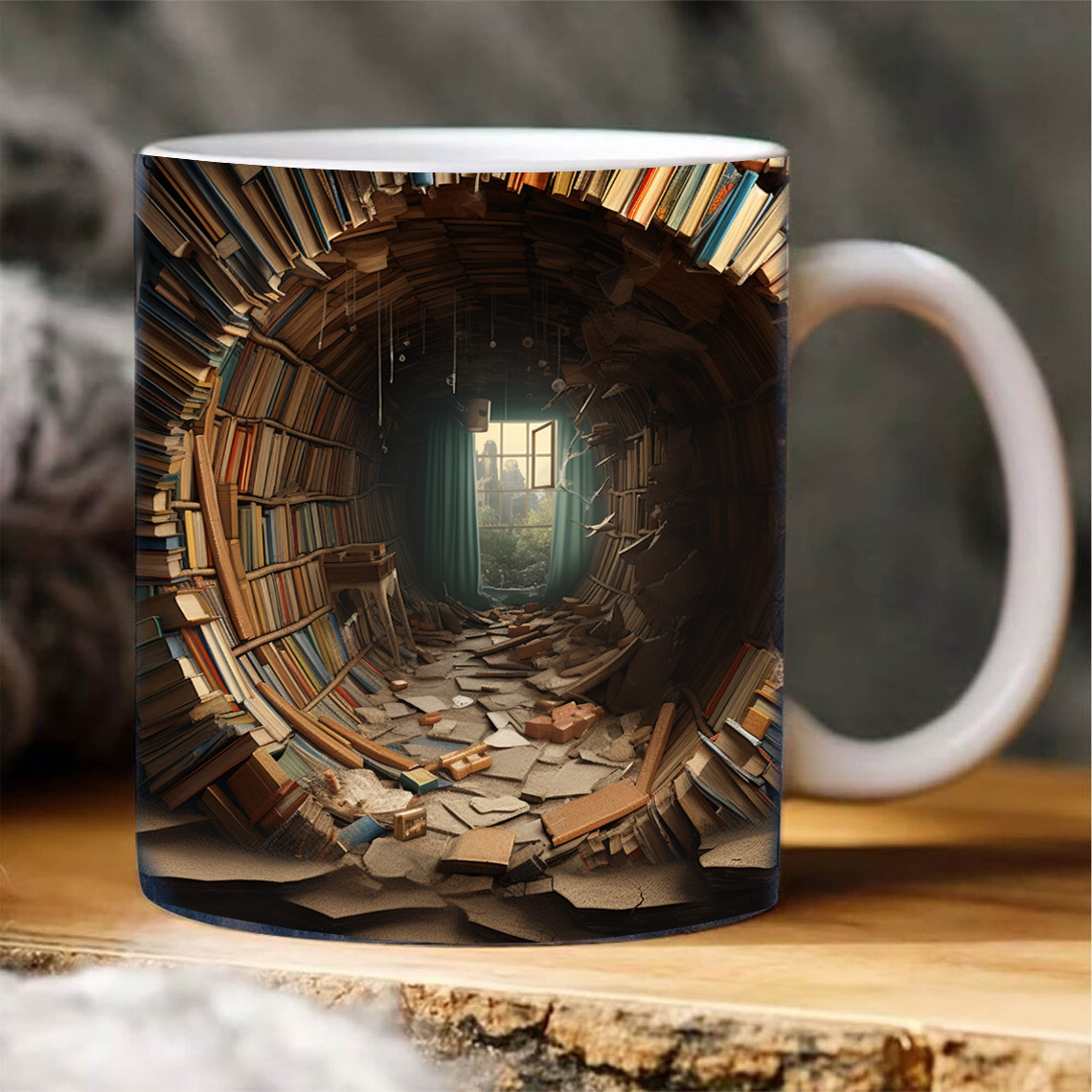 Neuer 3D-Bücherregal-Becher, Keramik-Wasserbecher, Keramikbecher für Zuhause, kreative Bibliothek, Kaffeetasse_voghion.com
